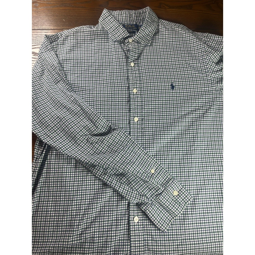 Polo Ralph Lauren XL Regent Slim Fit Shirt Red White Blue Green Plaid Cotton